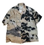 画像1:  HOUSTON (ヒューストン） ALOHA SHIRT ( 伊藤若冲 白鶴図 ) MADE IN JAPAN  41185 グレー （日本製） (1)