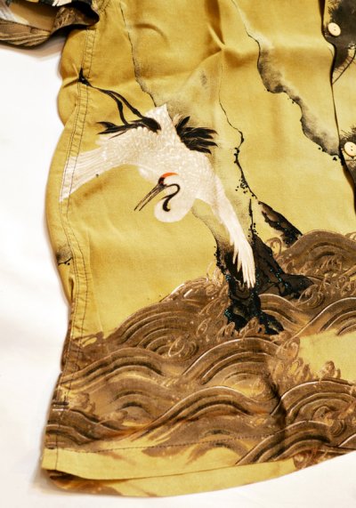 画像1:  HOUSTON (ヒューストン） ALOHA SHIRT ( 伊藤若冲 白鶴図 ) MADE IN JAPAN  41185 ベージュ （日本製）