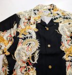 画像3:  HOUSTON (ヒューストン） ALOHA SHIRT ( 龍虎  )  41196  ブラック (3)