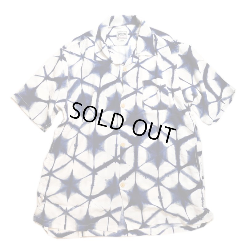 画像1:  HOUSTON (ヒューストン） ALOHA SHIRT ( 絞り染プリント ) レーヨンウール MADE IN JAPAN  41249 オフホワイト （日本製） (1)