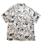画像1: 参丸一（サンマルイチ）[ 唐草シャツ 蛙を添えて  ] アロハシャツ AL-30624 ホワイト (1)