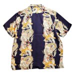 画像2:  HOUSTON (ヒューストン） ALOHA SHIRT ( 龍虎  )  41196  ネイビー (2)