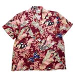 画像1:  HOUSTON (ヒューストン） ALOHA SHIRT (  蝶  )  41199 MAROON (1)
