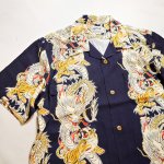 画像3:  HOUSTON (ヒューストン） ALOHA SHIRT ( 龍虎  )  41196  ネイビー (3)