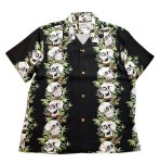 画像1:  HOUSTON (ヒューストン） ALOHA SHIRT ( 骸骨  )  41201  ブラック (1)
