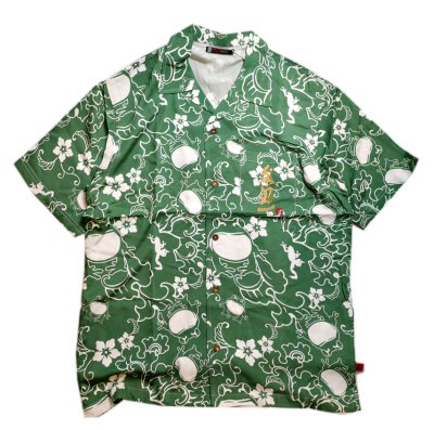 画像2: 参丸一（サンマルイチ）[ 唐草シャツ 蛙を添えて  ] アロハシャツ AL-30624 ホワイト