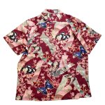 画像2:  HOUSTON (ヒューストン） ALOHA SHIRT (  蝶  )  41199 MAROON (2)