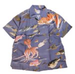 画像1:  HOUSTON (ヒューストン） ALOHA SHIRT [ 伊藤若冲 魚尽くし ]コットンレーヨン MADE IN JAPAN  41170 ブルー （日本製） (1)