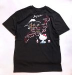 画像1: TEN-STRIKE  [ ハローキティと富士 五重塔 日本地図 ] 総刺繍  スカTシャツ  HKST-502 ブラック (1)