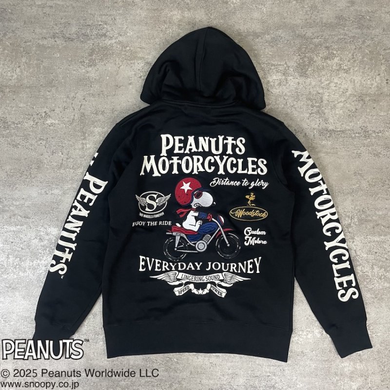 画像1: FLAGSTAFF(フラッグスタッフ)  SNOOPY×Flag Staff PEANUTS MOTORCYCLE パーカー（裏毛）453003 ブラック (1)