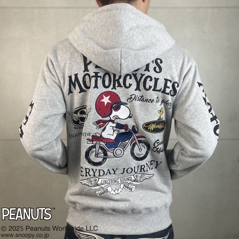 画像1: FLAGSTAFF(フラッグスタッフ)  SNOOPY×Flag Staff PEANUTS MOTORCYCLE パーカー（裏毛）453003 杢グレー (1)
