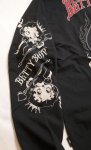 画像5: NEVERMIND / BETTY BOOP コラボ   ベティー 刺繍 長袖Tシャツ BBN-2511 ブラック (5)