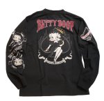 画像1: NEVERMIND / BETTY BOOP コラボ   ベティー 刺繍 長袖Tシャツ BBN-2511 ブラック (1)