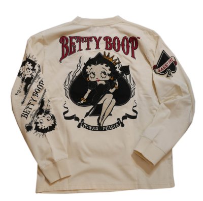 画像1: NEVERMIND / BETTY BOOP コラボ   ベティー 刺繍 長袖Tシャツ BBN-2511 ブラック