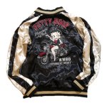 画像3: BETTY BOOP / NEVERMIND コラボ  ベルベット レーヨンサテン リバーシブルスカジャン  総刺繍  BBN-2517  ブラック / ブラック×ベージュ (3)