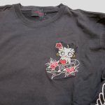 画像4:  Bettyboop / Ed Hardy コラボ   長袖Tシャツ プリント 刺繍    BED-2508 スミ黒 (4)