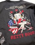 画像3:  Bettyboop / Ed Hardy コラボ   長袖Tシャツ プリント 刺繍    BED-2508 スミ黒 (3)
