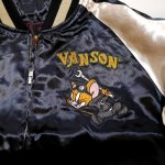 画像5: vanson (バンソン)／トムとジェリー 刺繍 レーヨンサテン リバーシブル刺繍 スカジャン  TJV2536 ブラック×ベージュ／ブラック×ワイン (5)