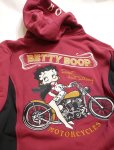 画像3:  BETTY BOOP / NEVERMIND コラボ   フルジップパーカー(裏毛) 刺繍  BBn-2520 ワイン (3)