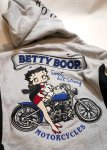 画像3:  BETTY BOOP / NEVERMIND コラボ   フルジップパーカー(裏毛) 刺繍  BBN-2520 ミックスグレー (3)