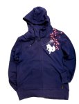 画像2: 今昔 -KON-JAKU-  [ 清風明月 ] 総刺繡 パーカー KJ-29257 ネイビー (2)