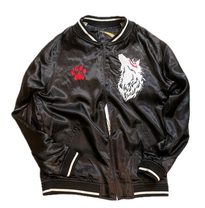 画像2: 今昔 -KON-JAKU- [ 九尾狐 ] 総刺繍 リバーシブルスカジャン  KJ-260078  ブラック×オフホワイト