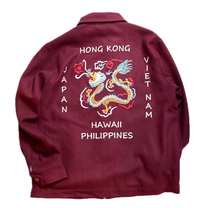 画像1: HOUSTON (ヒューストン） ウールメルトン ツアージャケット  ( DRAGON ) 51549 ワイン (1)