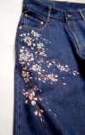画像5:  花旅楽団  [ 桜 ] 刺繍 デニムパンツ  SP-001  インディゴブルー (5)