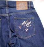 画像7:  花旅楽団  [ 桜 ] 刺繍 デニムパンツ  SP-001  インディゴブルー (7)