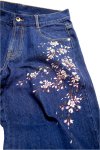 画像4:  花旅楽団  [ 桜 ] 刺繍 デニムパンツ  SP-001  インディゴブルー (4)
