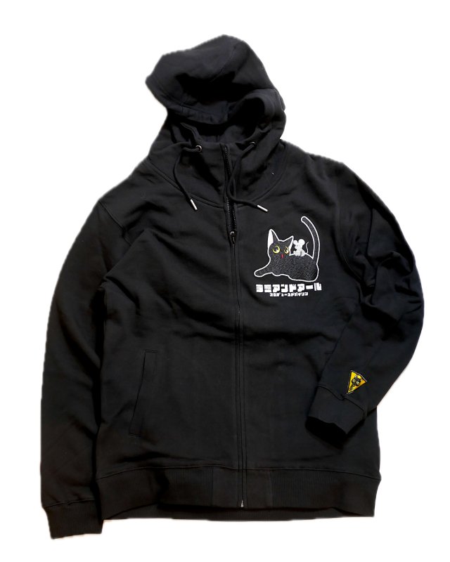 画像2: LIN (リン） Lamy and Earl  [ アートなラミアンドアール ] 総刺繍パーカー AL-75136ブラック (裏毛） (2)