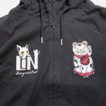 画像4: LIN (リン） Lamy and Earl  [ 招き猫 ] 薄地 総刺繍パーカー AL-75807 ブラック (4)
