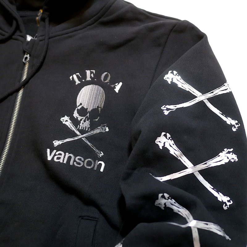 画像4: vanson / クローズworst コラボ  刺繍 ジップパーカー  T.F.O.A  CRV-2601 ブラックB (4)