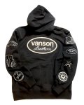 画像2: vanson (バンソン）ワッペン  刺繍 ジップパーカー   NVSZ-2522 ブラック (2)