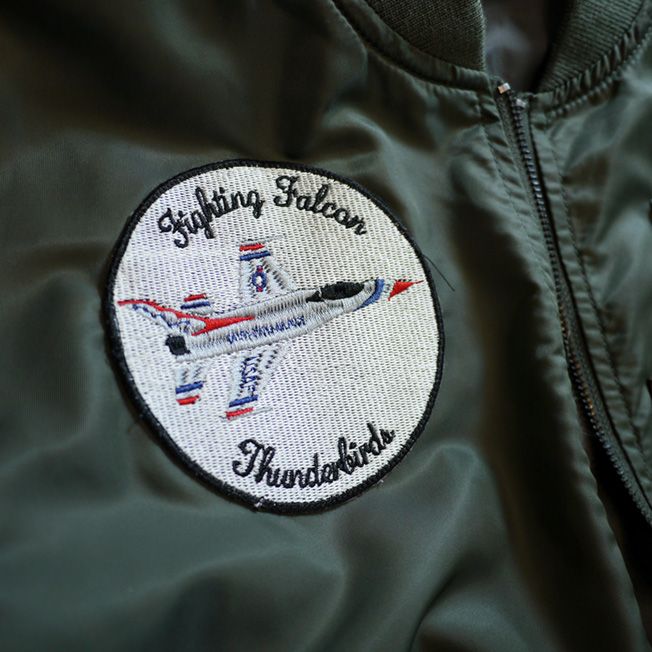 HOUSTON サンダーバーズ (Thunderbirds) 刺繍 L-2B FLIGHT JACKET SAGE