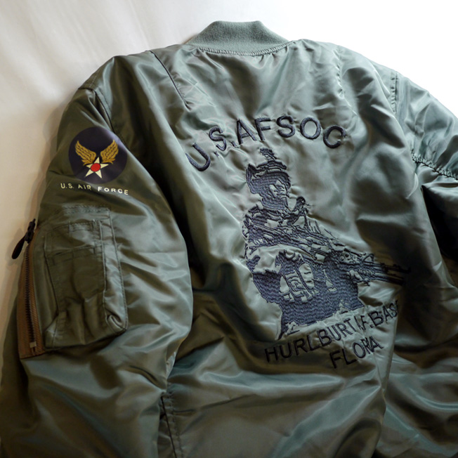 HOUSTON U.S.AF.SOC軍特殊作戦コマンド刺繍 MA FLIGHT JACKET