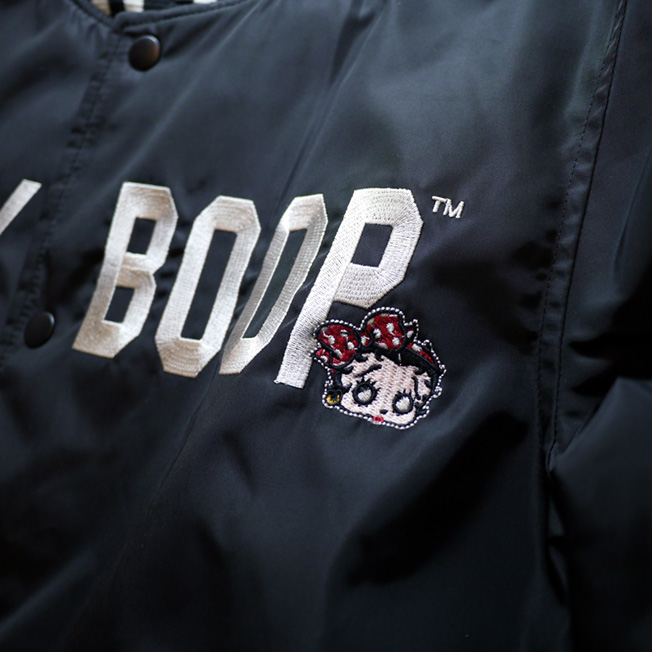 BETTY BOOP × LOWBLOW KNUCKLE コラボ ナイロン スタジャン ブラック