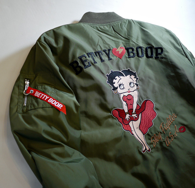 BETTY BOOP × LOWBLOW KNUCKLE コラボ MA-1 フライトジャケット カーキ