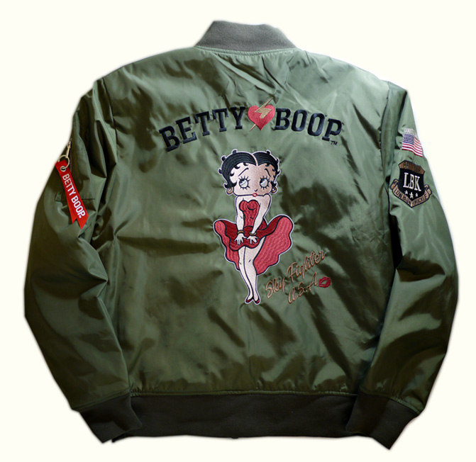 BETTY BOOP × LOWBLOW KNUCKLE コラボ MA-1 フライトジャケット カーキ