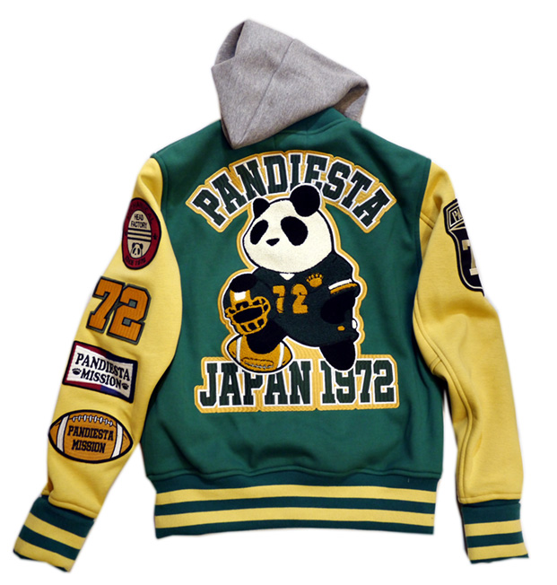 Pandiesta Japan (パンディエスタ ジャパン） アメフトパンダ ボンディングスタジャン 598850 グリーン／イエロー 刺繍 ワッペン