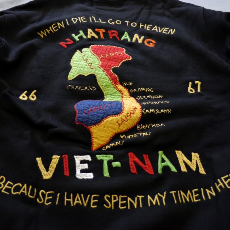 HOUSTON (ヒューストン）ベトナム 刺繍 スウェット 21289 ブラック