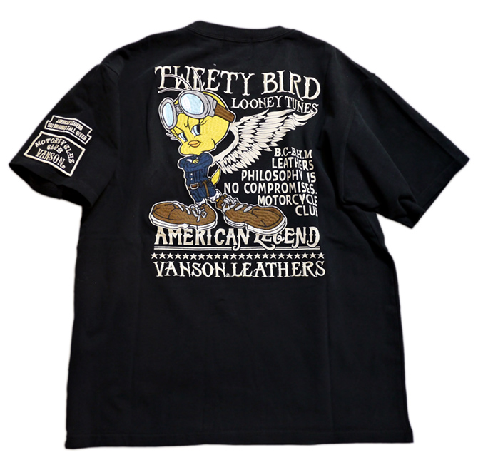 VANSON (バンソン）] LOONY TUNESコラボ トゥイーティー 刺繍 Tシャツ 