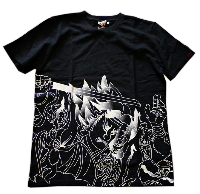 画像1: NEBUTA JAPAN 蓄光ねぶたTシャツ  狒々退治（ひひたいじ）蓄光プリント   黒／白 (1)