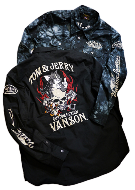 VANSON (バンソン）] トム＆ジェリー コラボ 刺繍 ワークシャツ TJV-930