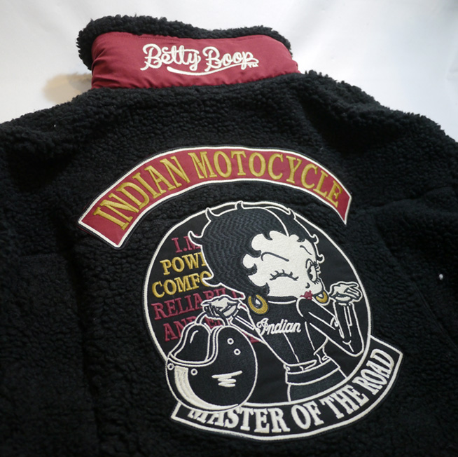 indian motocycle(インデアン）betty boop ベティー刺繍 ボア