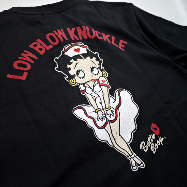 BETTY BOOP × LOWBLOW KNUCKLE コラボ [ ナースベティ ] 刺繍 Tシャツ 