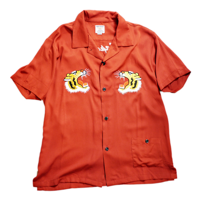 HOUSTON (ヒューストン） SOUVENIR SHIRT スカシャツ(TIGER) 刺繍