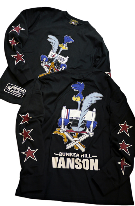 画像1:   VANSON (バンソン)  ROAD RUNNER コラボ プリント 刺繍 長袖Tシャツ LTV-2021 (1)