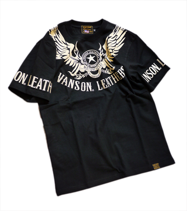 画像1: VANSON (バンソン） ウイングスター  プリント 刺繍 Tシャツ NVST-2109 (1)