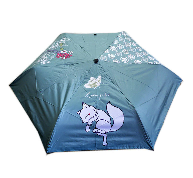 画像1: 今昔 ( KON-JAKU )  簪の折りたたみ傘　晴雨兼用 　KJY-29091 グリーン (1)